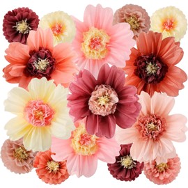 AMXINWANG Large Colorful Tissue Paper Flowers 20" Giant Fiesta Paper Flowers for Mexican Carnival Party Wall Backdrop Decoration for Wedding Birthday Baby Shower Nursery, 12 Pieces