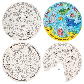 Baker Ross FN393 Save the Oceans Colour-in Wheel Kits - Pack of 5, Earth Day Learning Resources for Schools, Arts and Crafts for Kids