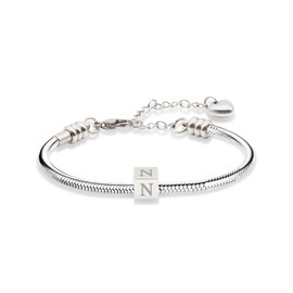 TOLOWOBK Women's Bracelet with Letters, Gifts for Girls Charm Bracelet Girls Silver Snake Bracelets Anniversary Christmas Birthday Gifts for Daughters Granddaughter Sister Girlfriend, Stainless Steel,