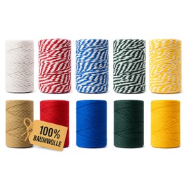 Twine Cotton Cord 2 mm on Spool, 40 m to 290 m - Craft Cord Decorative Cord - Perfect Cord for DIY, Handmade, Garden, Packaging, Macrame Cord