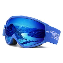 TurnWay OTG Ski/Snowboard Goggles - 100% UV Protection, Anti-Scratch & Anti-Fog, Over the Glasses - Snow Goggles for Men, Women & Youth (VLT 57% Orange)
