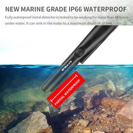 EXTSUD Portable Metal Detector, Metal Detector Metal Pin Pointer IP66 Waterproof with Built-in LED Indicator/Alarm Light/360° Scan for Gold Coin Hunt Relics Jewellery Black