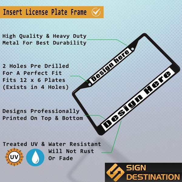 Sign Destination Metal Insert License Plate Frame Winky Face Orange