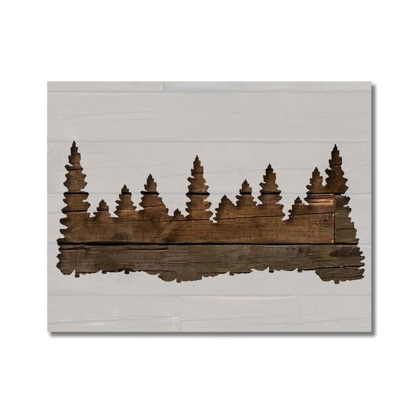 Forest Line Pine Trees Smokey Mountains Stencil Template Reusable for