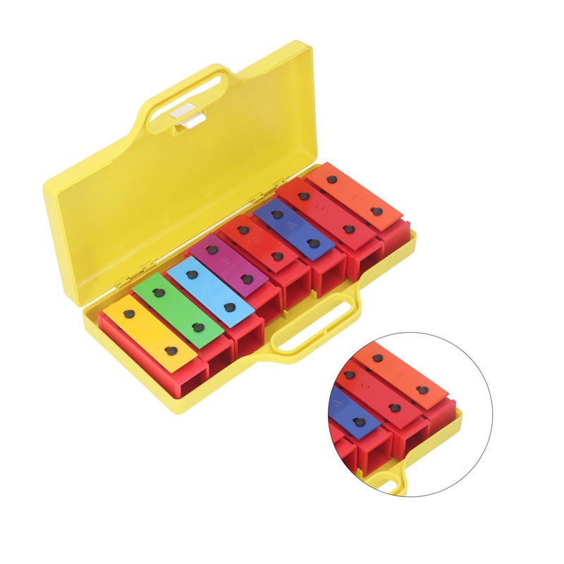 8 Note Colorful Resonator Bells with Case Removable Plates Plastic