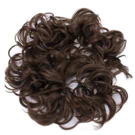 PRETTYSHOP XXXL Hairpiece Hair Wrap Scrunchie Scrunchy Updos, VOLUMINOUS, Curly Messy Bun, Brown # 16 HW16