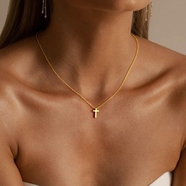 TINGN Gold Necklace for Women 14K Gold Plated Layered Cross Pendant Necklace Dainty Choker Trendy Cross Necklaces Jewellery for Women Girls