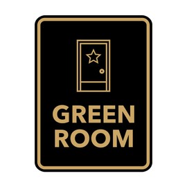 Signs ByLITA Portrait Round Green Room Door or Wall Sign Easy Installation | Directing Artists & Co-Workers | Music | Concert | Festivals Sign (Black Gold) - Large