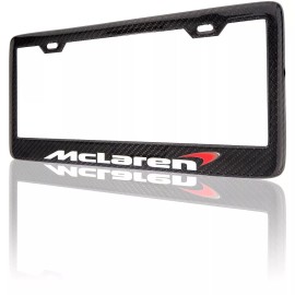 Super Car Gear McLaren White Lettering 100% Carbon Fiber License Plate Frame