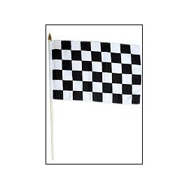 One Dozen Black & White Checkered 12x18in Stick Flags.