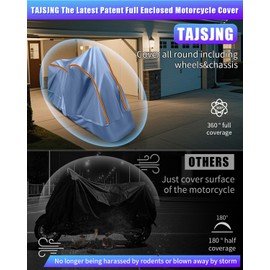 TAJSJNG Full Enclosed Motorcycle Cover Waterproof Outdoor/Indoor Storage Waterproof Motorcycle Cover Heavy Duty Fits Scooter/Moped/Dirtbike Motorcycles Length up to 86.5" with Reflective Strips