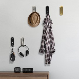 Hwagui Coat Hooks Folding Wall Hooks for Hanging 4 Pack, Black Towel Hooks Wall Mounted for Bathroom Closet Cabinet, Foldable Round Hook Heavy Duty Hanger for Hanging Coats Bags Hat Keys, Black