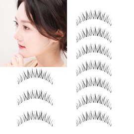 False Eyelashes, 5 Pairs Natural Natural Eyelashes Eye Lashes Popular Thin Transparent Axis Handmade DIY Actress Eyelashes, Cosplay Makeup, Daily Makeup, Luxury Fiber, Black