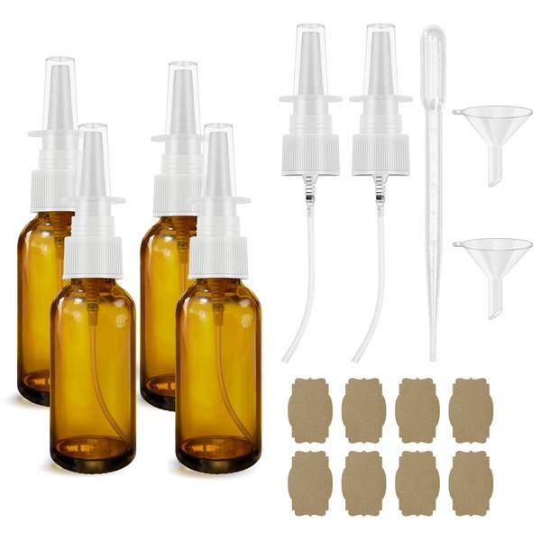 GIVAMEIHF GIVAMEIHF Nasal Spray Bottle Spray Glass Bottles 4Pcs 1oz