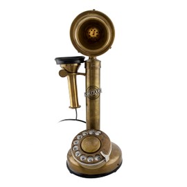 Vintage Candlestick Phone Rotary Dial Telephone Wired Landline Antique Home Décor (Antique Finish)