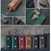 KOYOKOMA Genuine Leather Key Case, 6 Layers, Cowhide Leather, Carabiner,