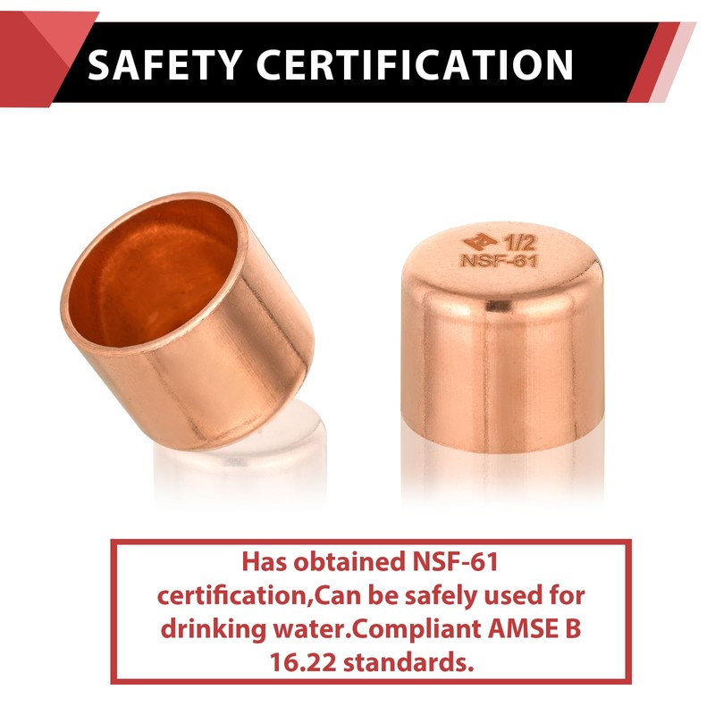 Pro 50 Pack EFIELD 1/2-inch Solder Copper Pipe End Cap