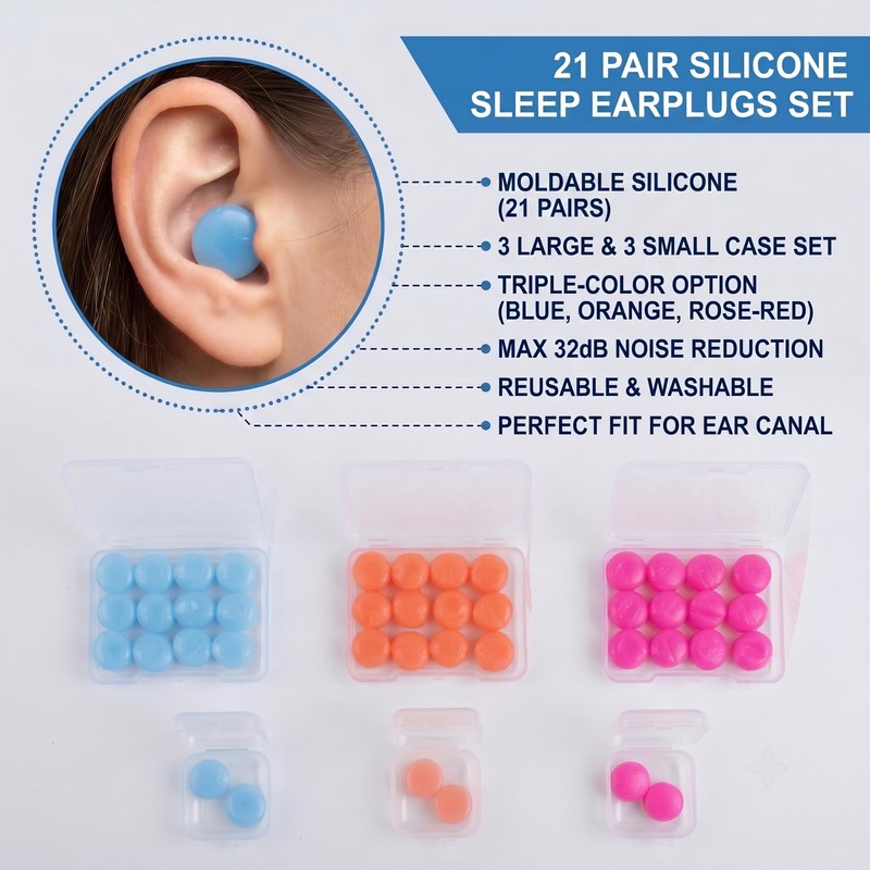 PUREZON Ear Plugs, 21 Pairs