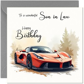Car Son in Law Birthday Card - Racing Supercar Sports Car Birthday Cards for Son in Law