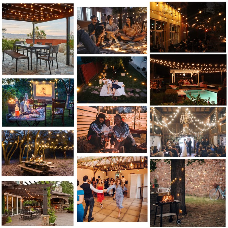 DAMAING Outdoor String Lights LED 100 FT Patio String Lights,52