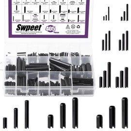 Swpeet 405Pcs 27 Sizes M1.5 M2 M2.5 M3 M4 M5 M6 M8 M10 Black Metric Roll Pin Assortment Set with Storage Case, Slotted Spring Pin Steel Black Dowel Tension Roll Pin for Automotive Repair