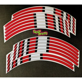 Red & White Type-R Wheel Decals for Motorcycle or Car - Rim Stickers - Full Graphics Kit