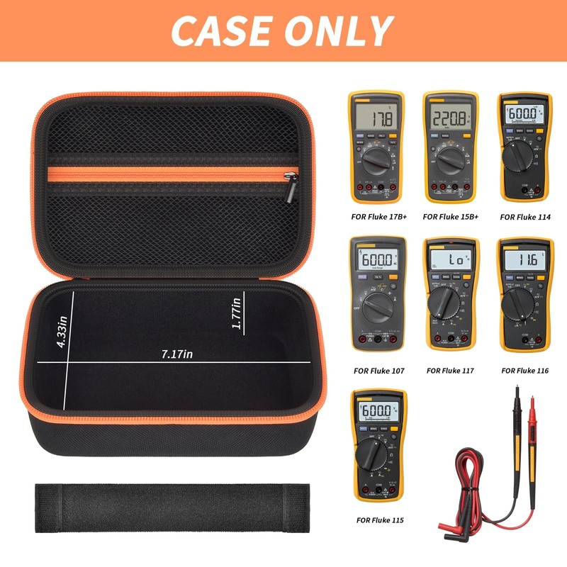 BoobowL Hard Carrying Case Compatible with Fluke 17B+/15B+/ 117/116/ 115/114/