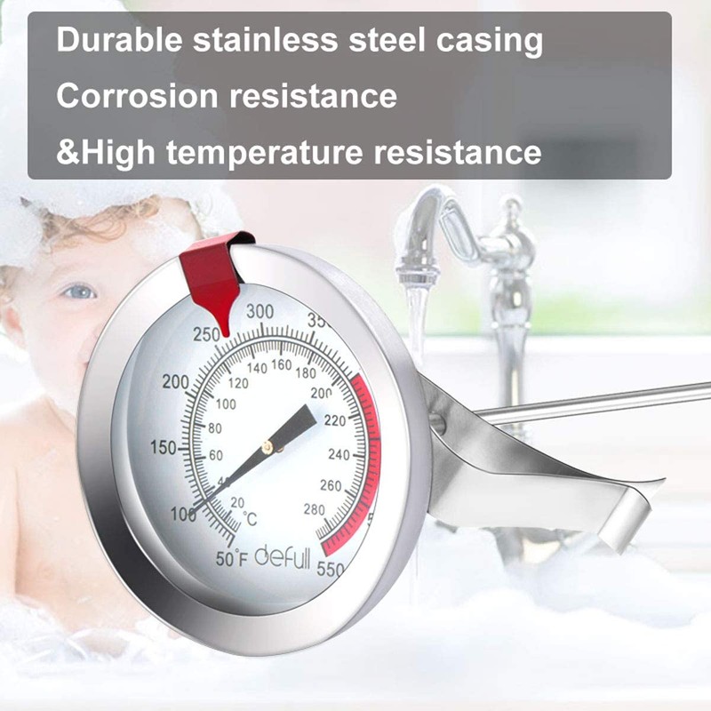 defull 12" Deep Fry Thermometer with Clip Instant Read Dial