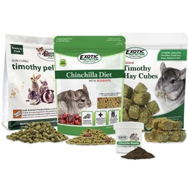Chinchilla Food Starter Package - Healthy Natural Foods - Includes Nutritionally Complete Diet, Timothy Hay Cubes, Timothy Hay Pellets, Multivitamin Supplement - for Pet Chinchillas