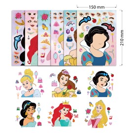 24 Pcs Princess Face Stickers for Children Party Bags, Make Your Own Stickers Characters DIY Stickers for Kids Party Favor Supplies Craft
