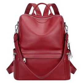 ALTOSY Leather Backpack for Women Elegant Genuine Backpack Purse Ladies Leather Shoulderbag（S80 Red Wine）