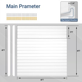 Neoaider Slatwall Panel 4 FT x 4 FT, Interlocking Slat Wall Paneling, Wall Mounted PVC Slat Wall Panels, Suitable for Garage Storage, Slatwall Board, Shelves - White