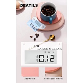 YRY Ultra Precise Kitchen Scale - The Ultimate Baking and Cooking Companion - 6.6lbs (3kg) Capacity, 0.0035 oz (0.1g) Graduation, Large LCD Display, and Tare Function, and ML Unit - (Pink 3kg/0.1g)