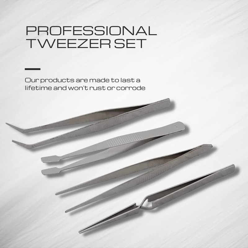 Invero® 4 Piece Stainless Steel Tweezer Set - Includes Needle,