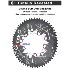 Litepro Oval Chainring BCD110 / BCD130MM Chainring Folding Bike 54T56T58T Crankset Oval Bicycle Chainwheel (54T)