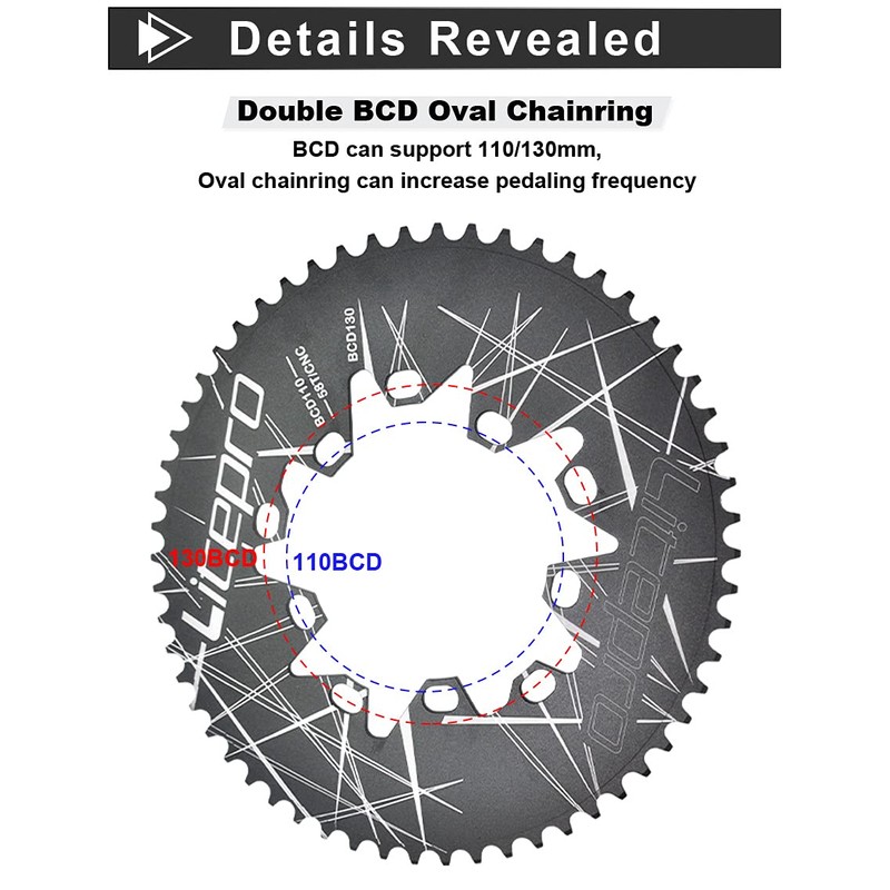 Litepro Oval Chainring BCD110 / BCD130MM Chainring Folding Bike 54T56T58T