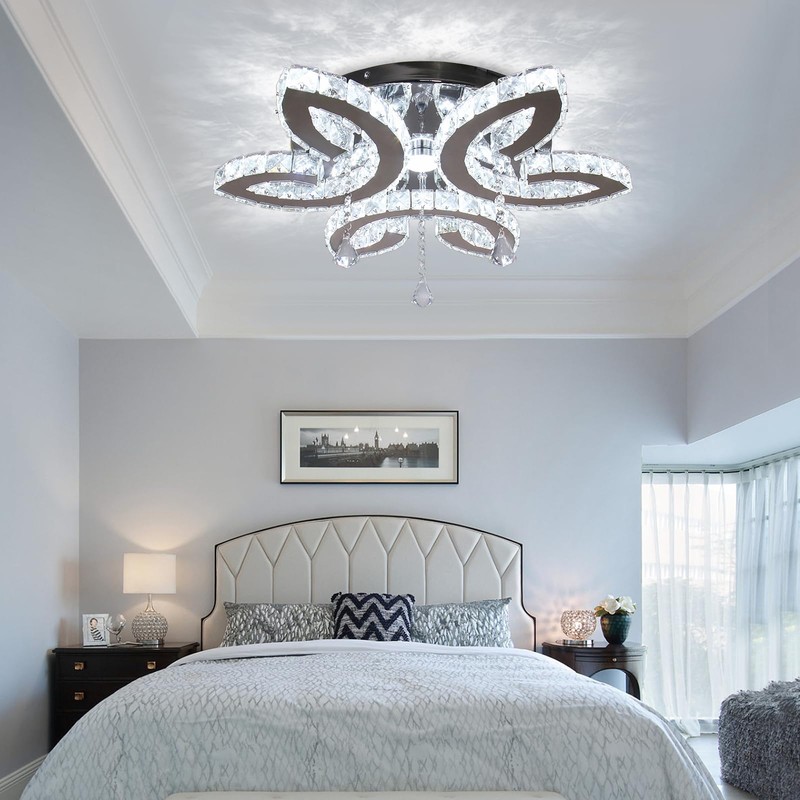 FRIXCHUR 20.4" Crystal Ceiling Light Modern LED Crystal Chandeliers Large