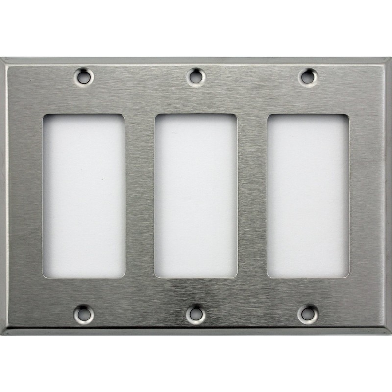 Brushed Satin Stainless Steel 3 Gang Wall Plate - 3