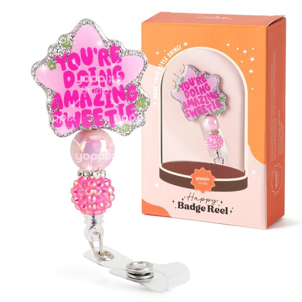 YOPPIX You're Doing Amazing Sweetie Badge Reel, Sassy Funny Sparkly