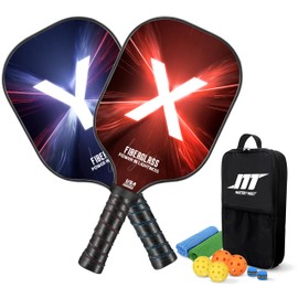 Fiberglass Pickleball Paddles with Graphite Face, Lightweight Fiberglass Surface Pickleball Paddle, 2 Fiberglass Paddles & 4 Pickleball Balls & 2 Towel & 2 Grip Tape & Portable Bag, Family & Friends