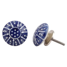 IndianShelf 14 Piece Multicolor Zinnia Flat Ceramic Drawer Knobs for Kitchen Cabinet Hardware Decorative Door Dresser Pulls Premium Furniture