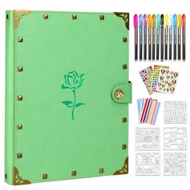 ZEEYUAN Green Rose Scrap Book Photo Album Mothers Scrapbook Gift, Mothers Day Gift for Mom Grandma, Leather Journal Photo Scrapbook DIY Memory Photo Book for Couples