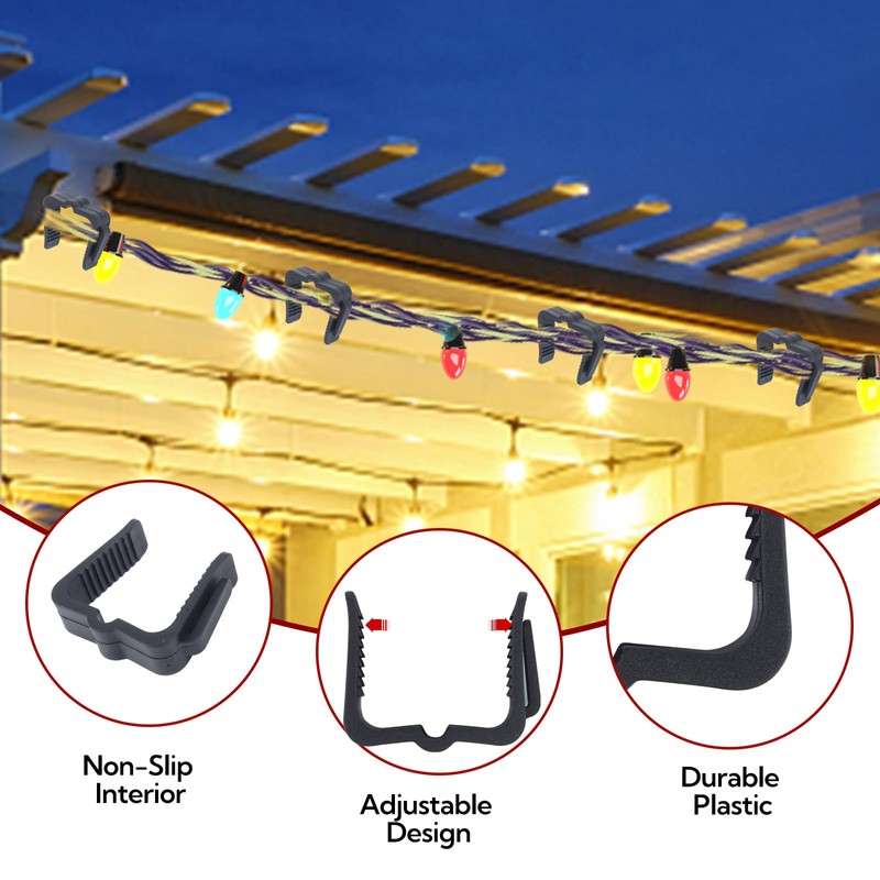 Lifreer 50PCS Christmas Light Clips, Gutter Hooks Outdoor Lights Hooks