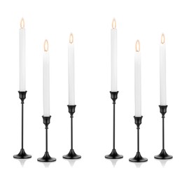 Nuptio Black Candle Holder Candlestick Holders Candle Sticks Holder Tapered Candle Holder, Taper Candle Holders for Wedding Christmas Party Mantel Dinner Home Decoration 2 Sets(6 Pcs)