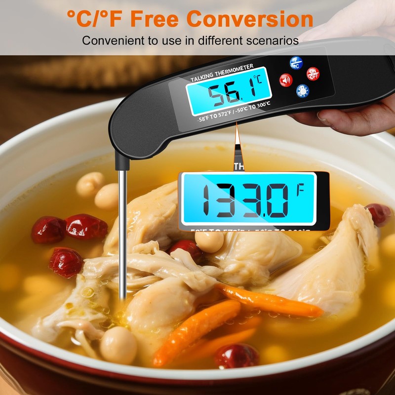 Awaiymi Digital Talking Thermometer for The Blind, Waterproof Instant Read