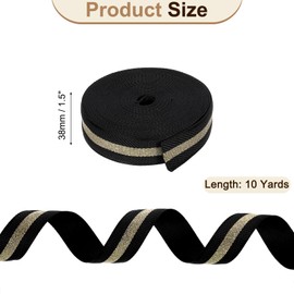 QUARKZMAN 10 Yards Nylon Webbing, 1 3/8 Inch (38 mm) Striped Webbing Nylon Heavy Duty Webbing Nylon Strap Belt for Backpack Crafts, Black