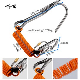 TiTo 1pcs Scuba Diving Hook, Titanium Alloy Scuba Double Diving Diving Double Hook Reef Drift Hook with Line and Hook for Current Dive (Orange, Double Hook)