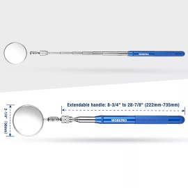 WORKPRO 2-in-1 Telescoping Inspection Mirror Magnetic Pick-Up Tool Round Mirrors