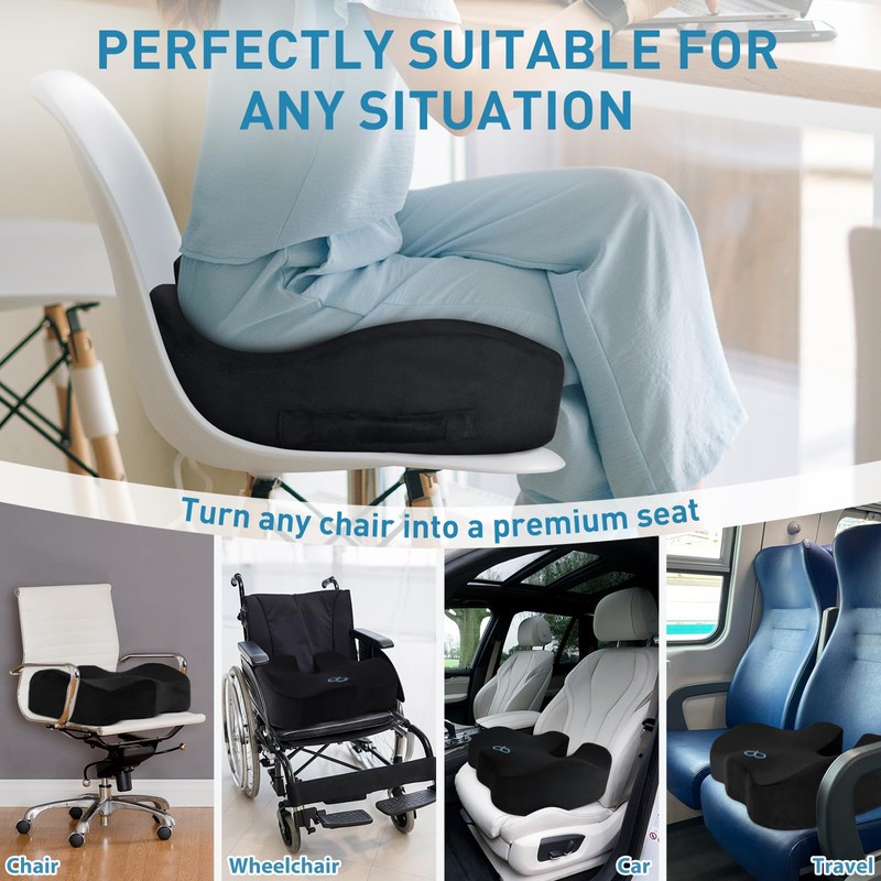 BlissTrends Memory Foam Seat Cushion for Office Chair & Car