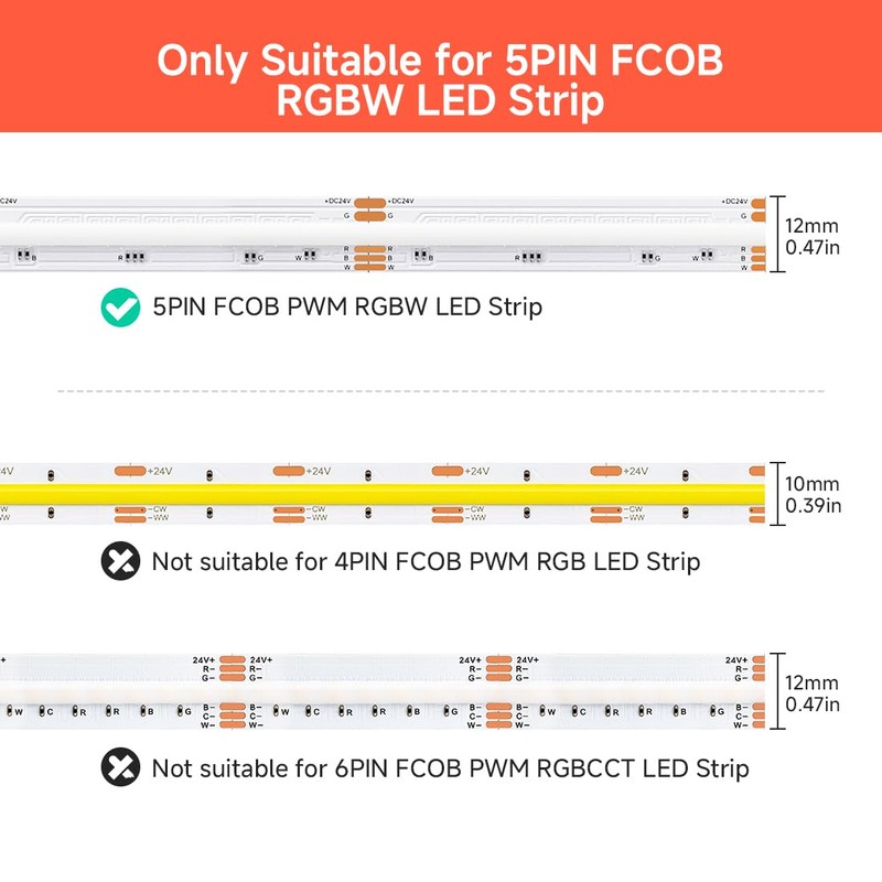 FCOB 5pcs/Pack 22AWG 5 Pin JST Male Female Plug LED